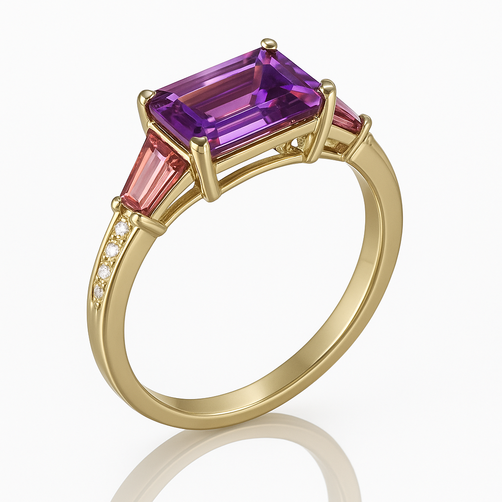 Yellow Gold Gemstone Statement Dress Ring