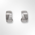 A pair of sterling silver clip-on earrings featuring a stylish curved design.
