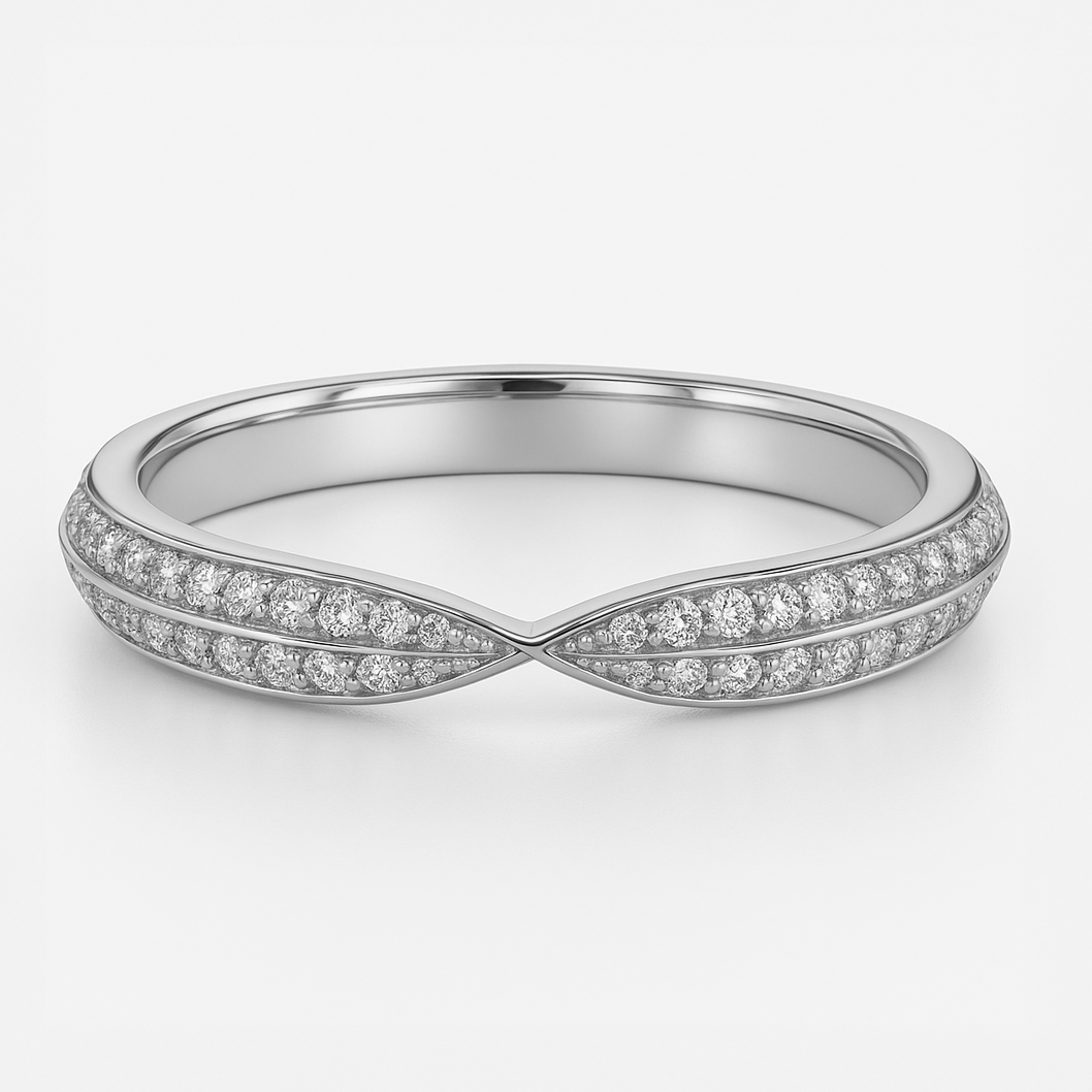 Platinum Diamond Wedding Ring with Diamond Accents