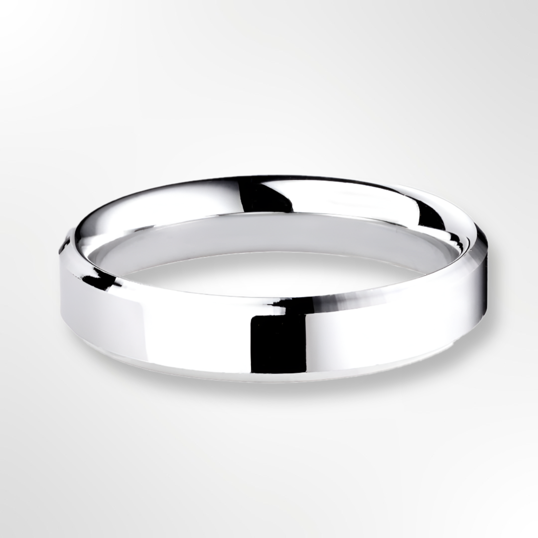 Classic Bevelled Edge Profile Wedding Ring Platinum 4.0mm