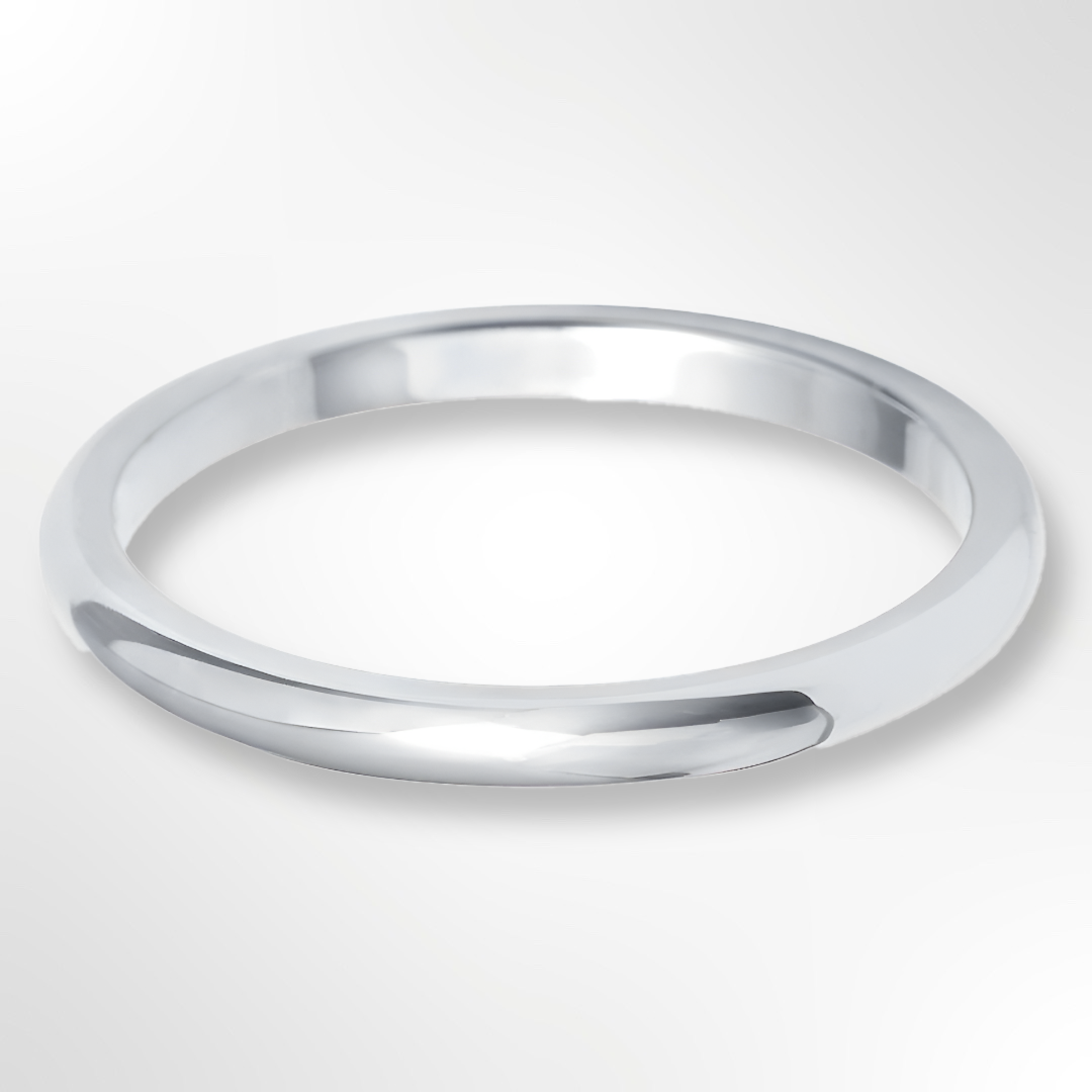 D Shape Wedding Ring White Gold 2.0mm