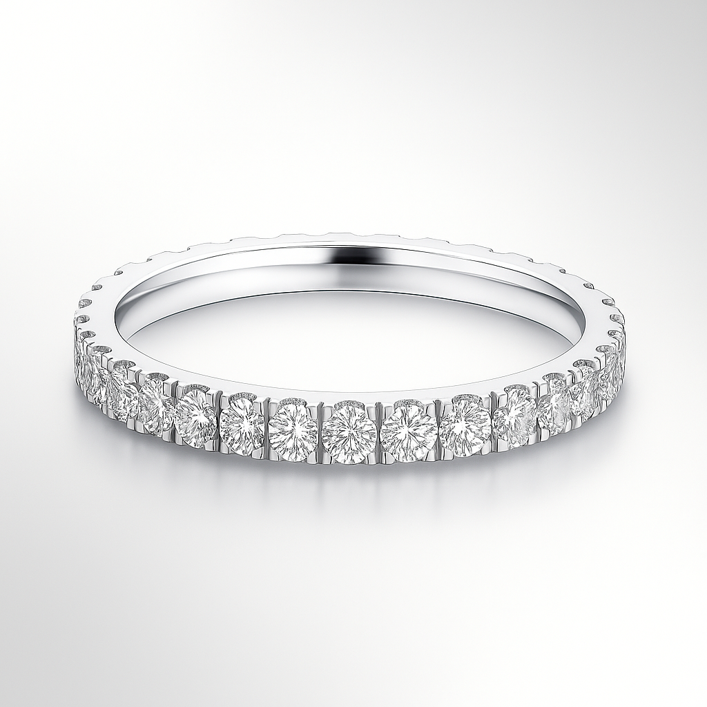 Full Diamond Claw Set Wedding Ring White Gold 2.0mm