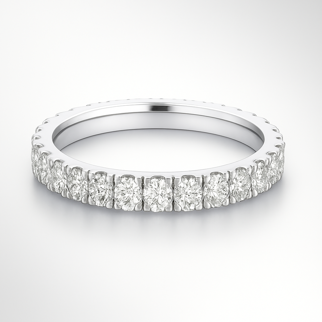 Full Diamond Claw Set Wedding Ring White Gold 2.5mm