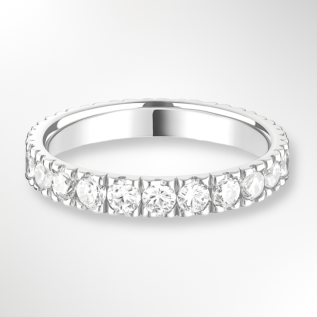 Platinum Full Diamond Claw Set Wedding Ring 3.0mm