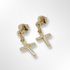 Silver Yellow Gold Plated Polished Abstract Cross Drop Earrings