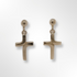 Silver Yellow Gold Plated Polished Abstract Cross Drop Earrings