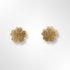 Silver Yellow Gold Plated Satin Flat Flower Stud Earrings