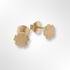 Silver Yellow Gold Plated Satin Flat Flower Stud Earrings