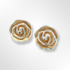 Silver Gold Plated Matt & Polish Cubic Zirconia Rose Stud Earrings