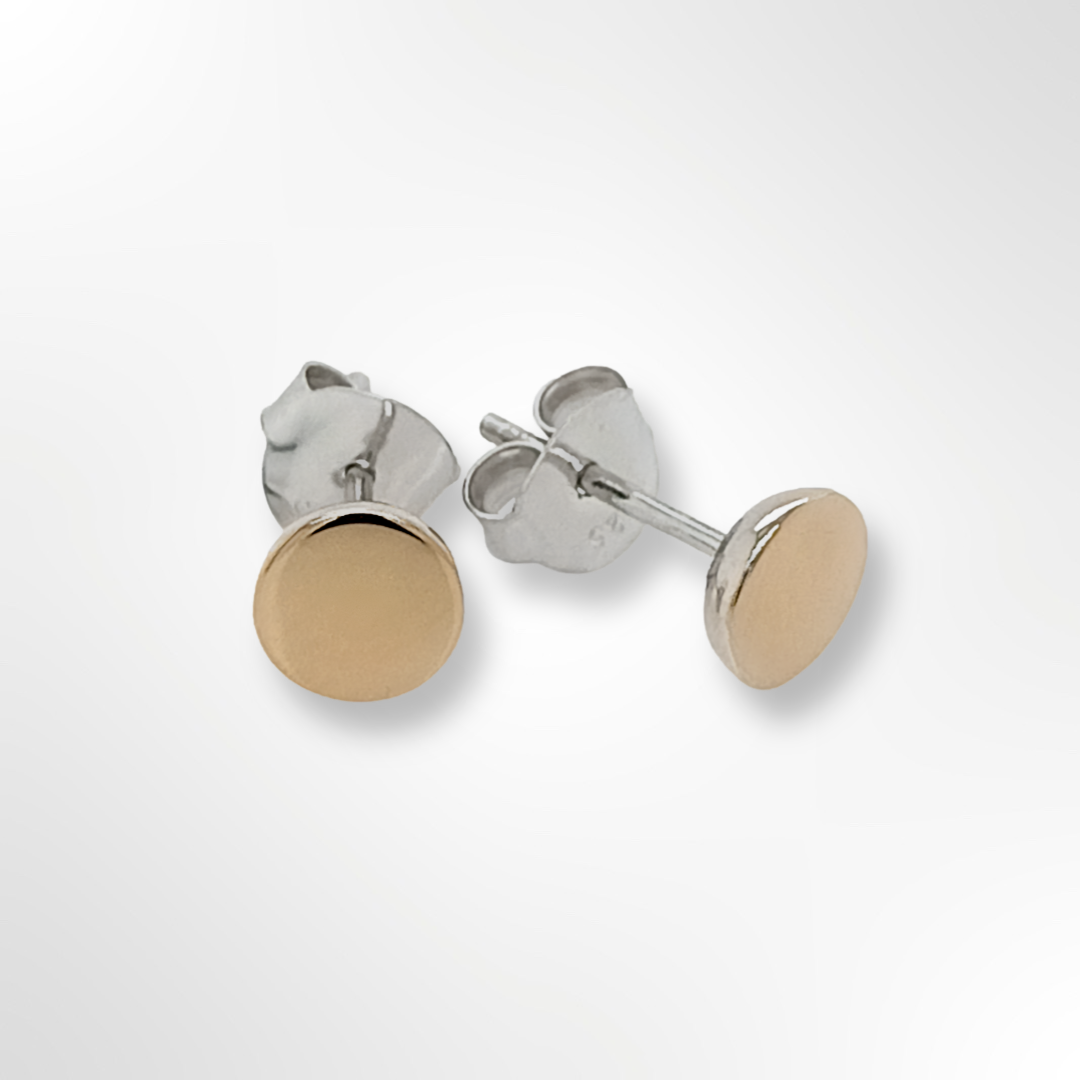 Silver Gold Plated Flat Disc Stud Earrings