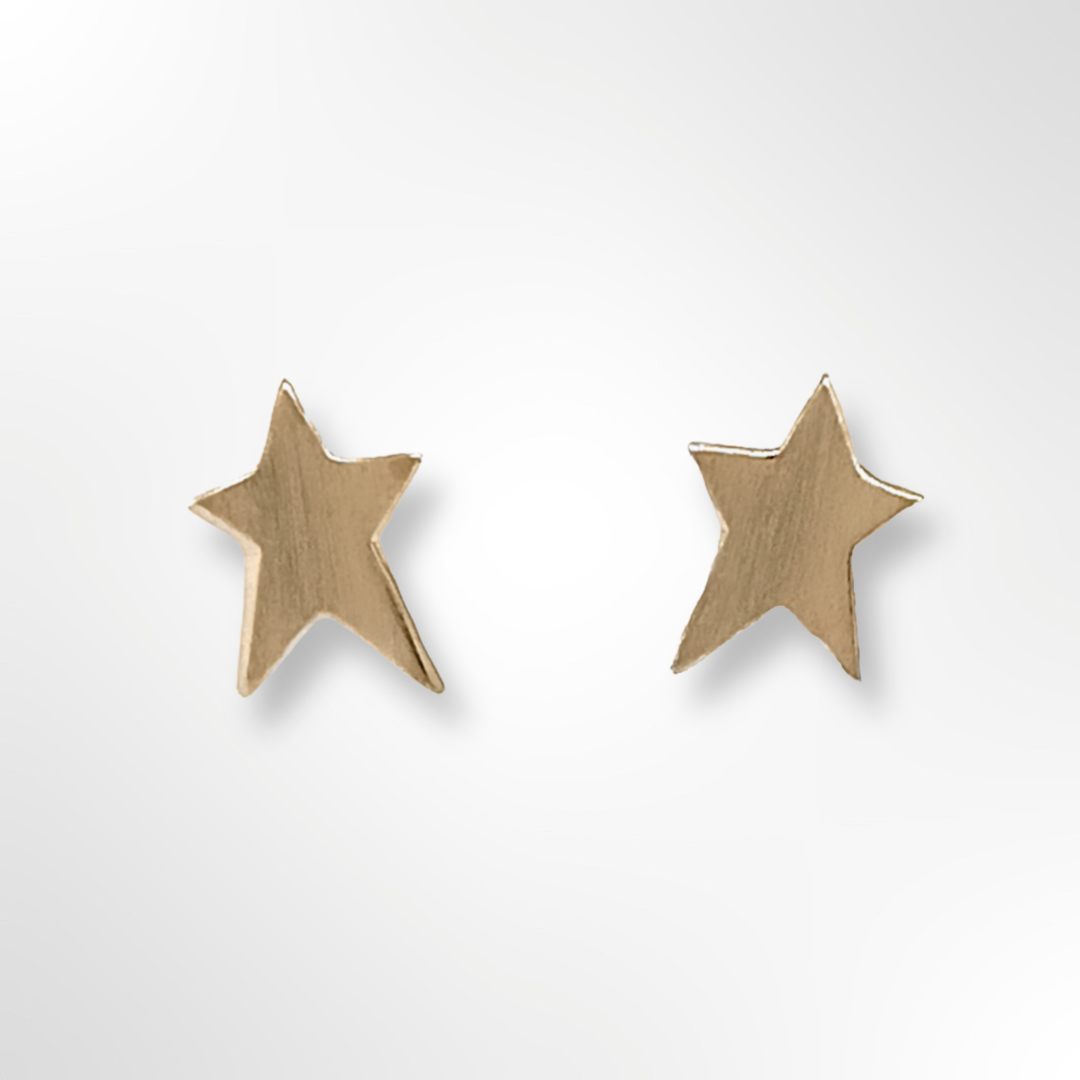 Silver Gold Plated Satin Star Stud Earrings