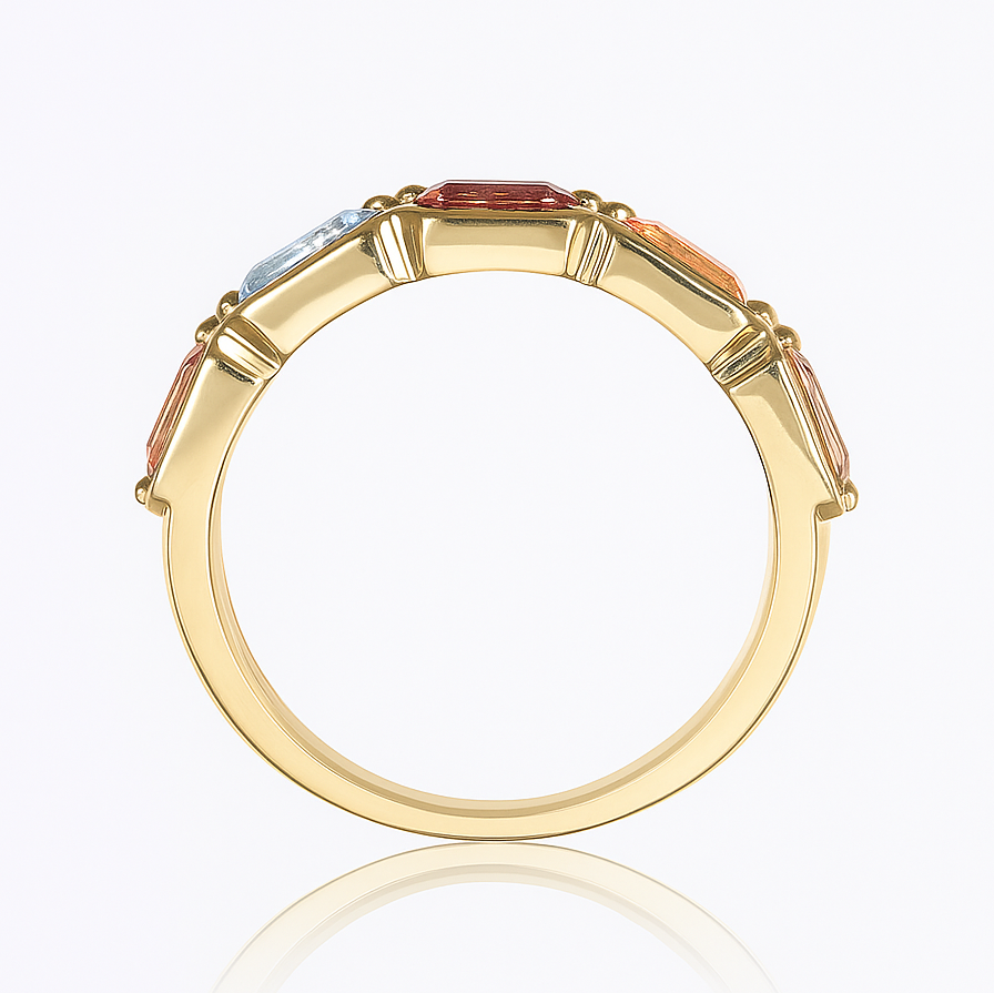 Gold Ring With Coloured Gemstones
