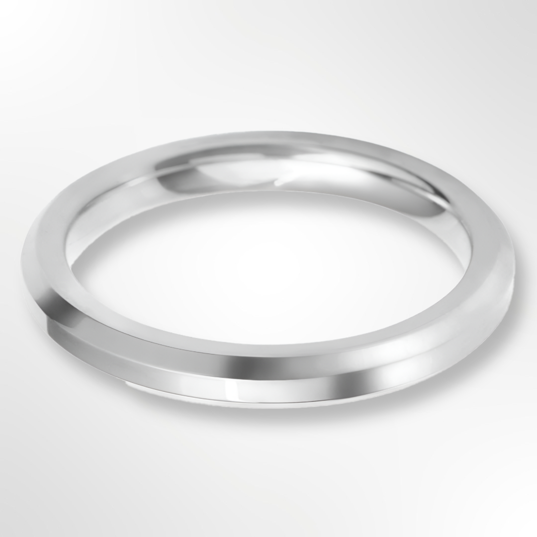 Heavy Bevelled Profile Wedding Ring Platinum 2.5m
