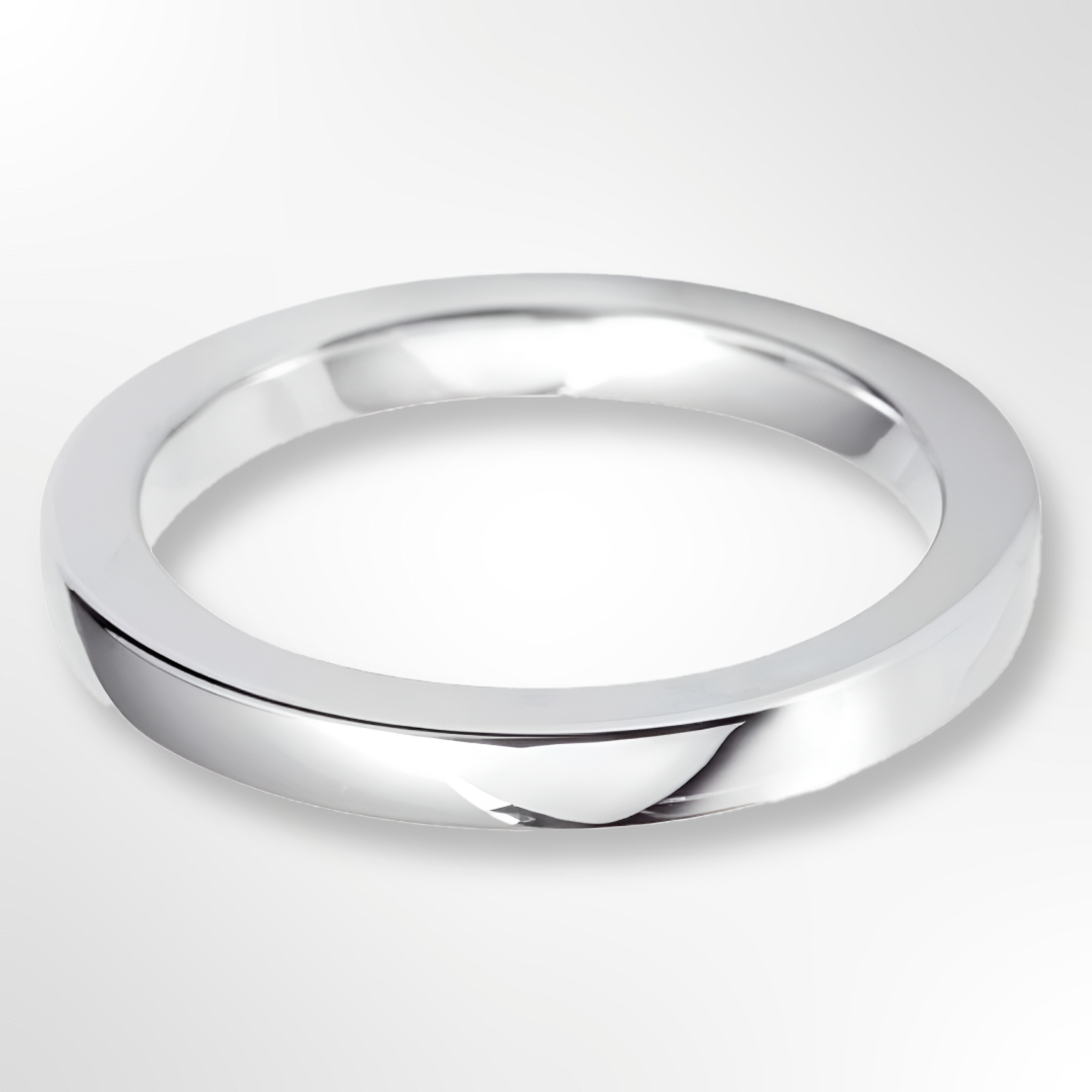 Heavy Cushion Profile Wedding Ring White Gold 2.5mm