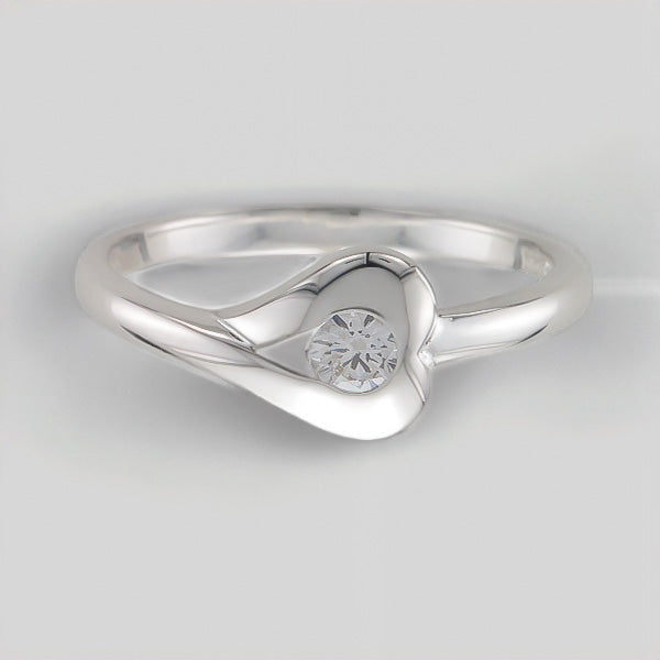 Silver Heart CZ Ring
