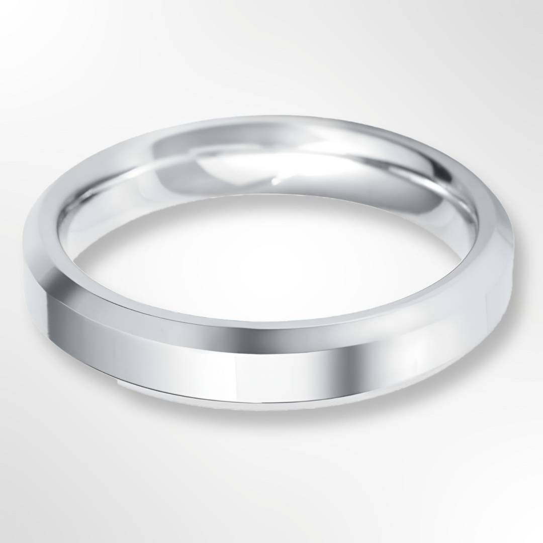 Light Bevelled Edge Profile Wedding Ring Platinum 4.0mm