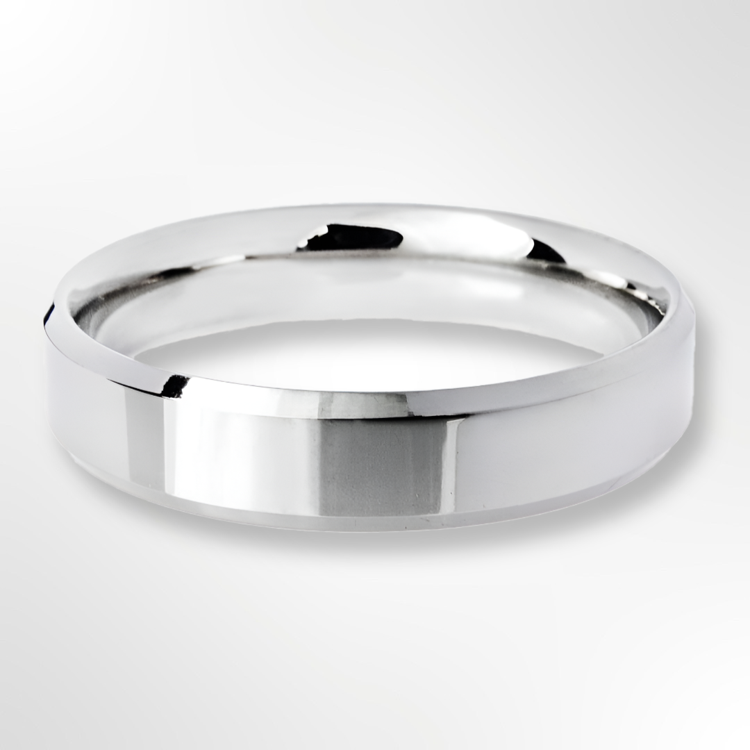 Light Bevelled Edge Profile Wedding Ring Platinum 5.0mm