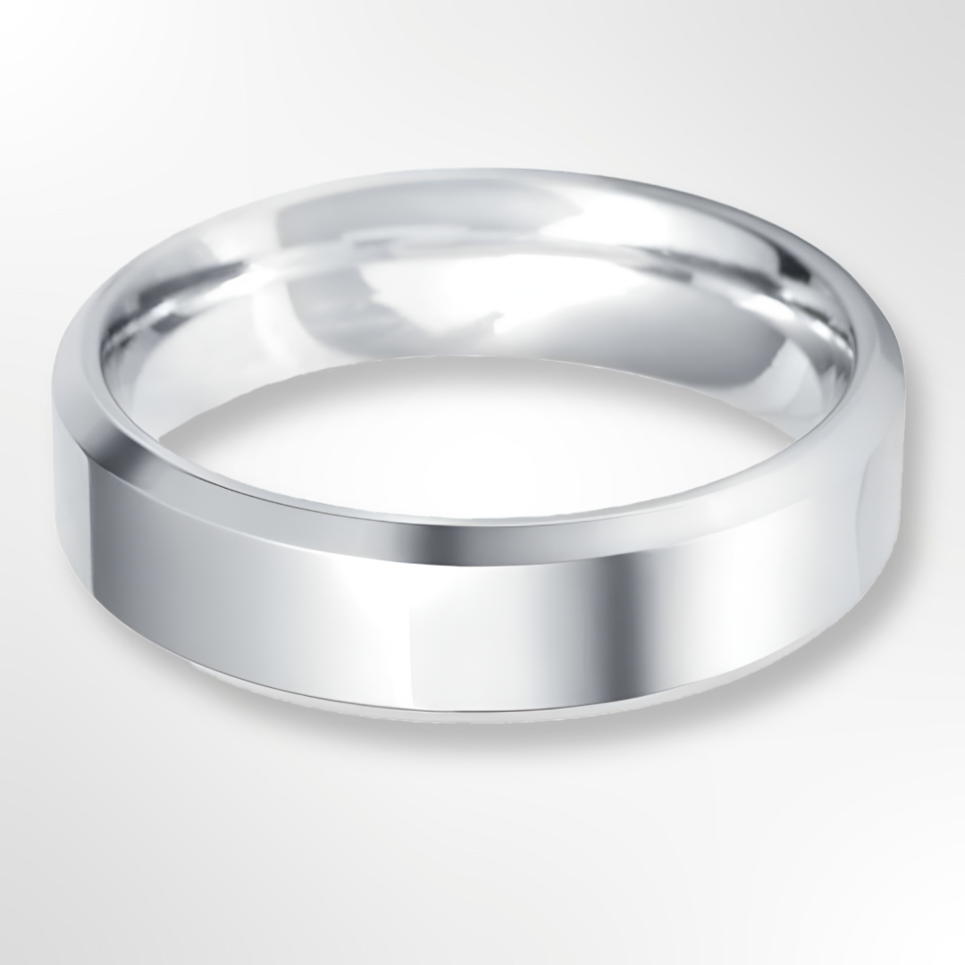 Light Bevelled Edge Profile Wedding Ring Platinum 6.0mm