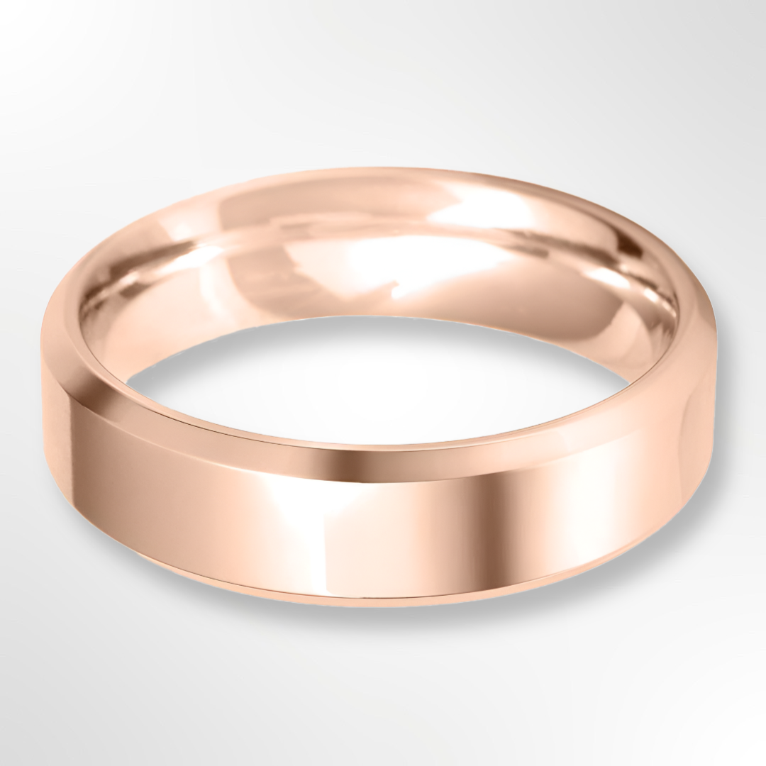 Light Bevelled Edge Profile Wedding Ring Rose Gold 6.0mm