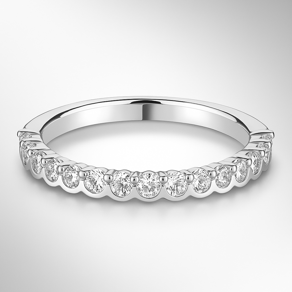 Platinum Demi Set Diamond Wedding Ring on a white background