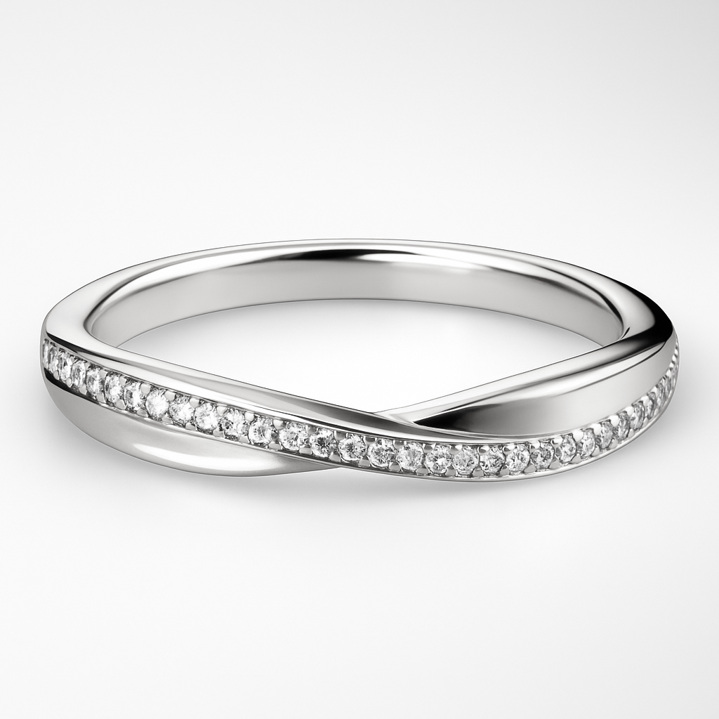 Platinum  Diamond Wedding Ring on a white background