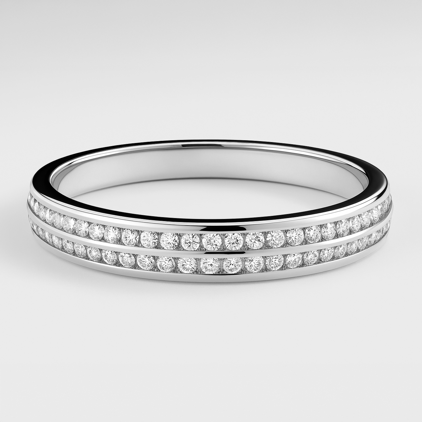 Platinum  Gold Twin Channel Set Diamond Ring on a white background