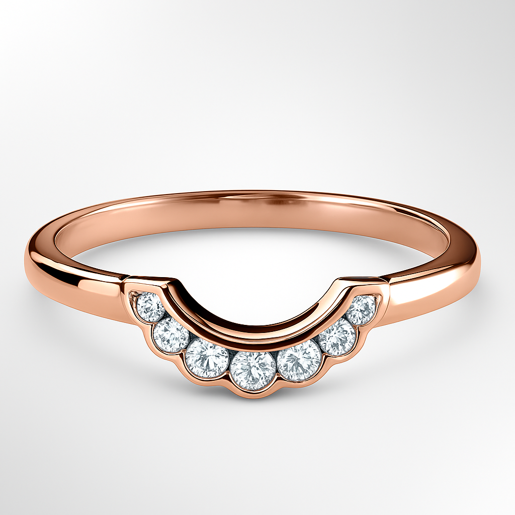 Rose Gold U Shaped Wedding Ring on a White Background