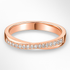 Rose Gold Shaped Crossover Diamond Wedding Ring on a White Background