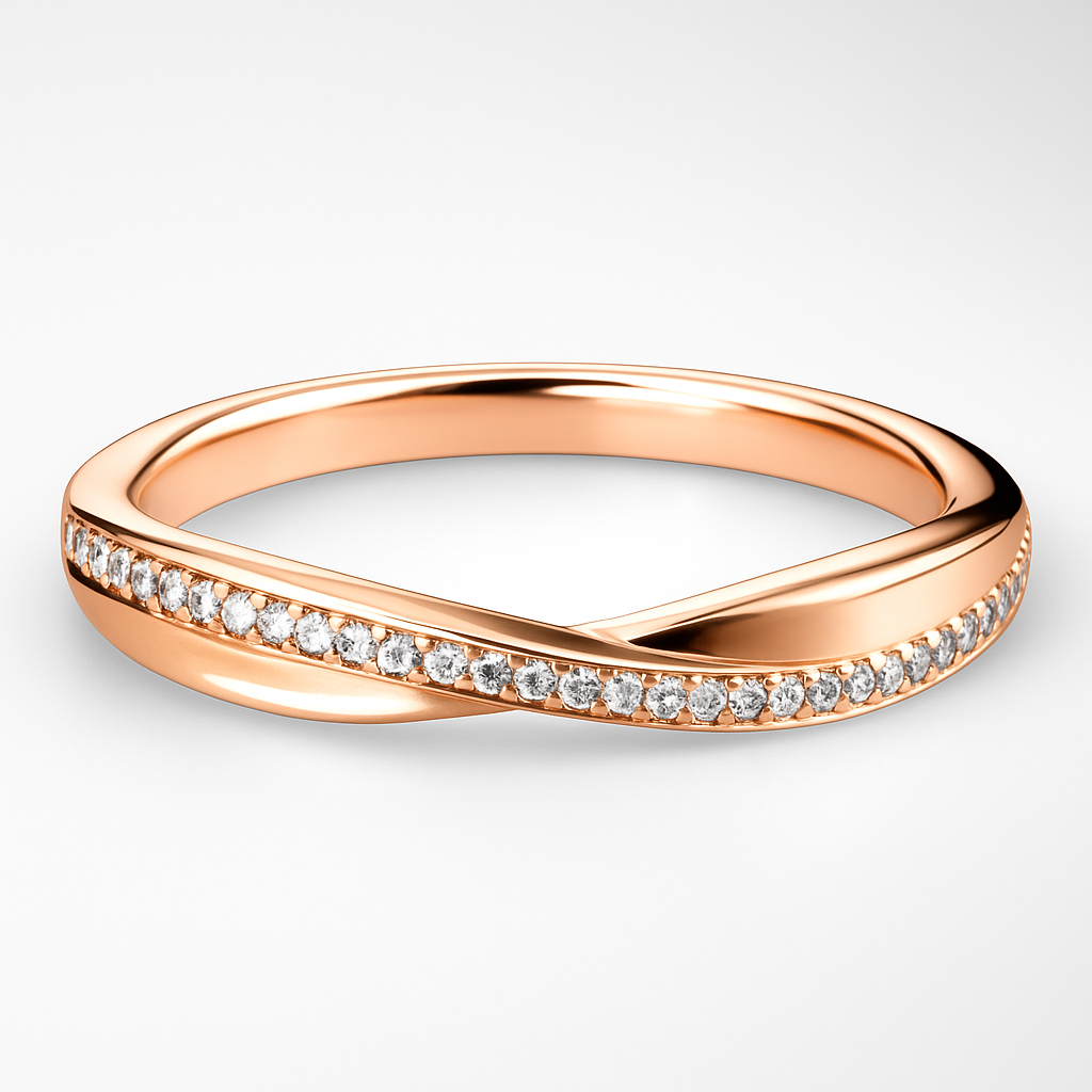 Rose Gold Diamond Wedding Ring on a white background
