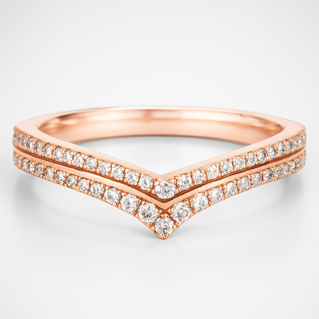 Rose Gold Diamond Wedding Ring on a white background