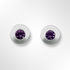 Silver  Satin Halo Amethyst Stud Earrings