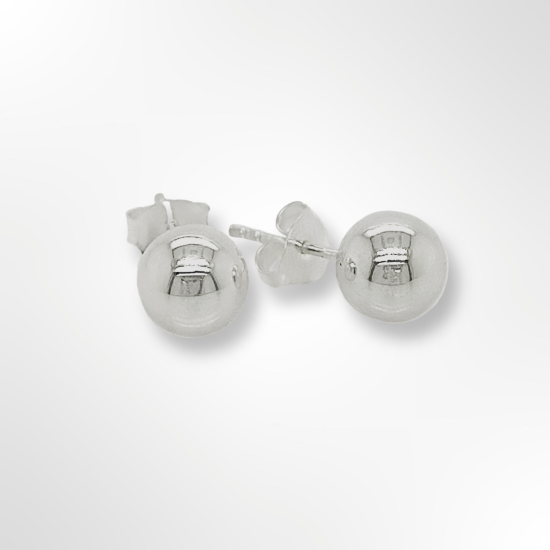 Silver Polished Ball Stud Earrings