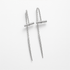 Pair of silver earrings with vertical bars on a light grey background