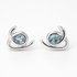 Silver earrings with blue gemstones on a white background