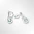 Silver Blue Topaz and CZ Curly Stud Earrings