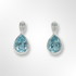 Silver Pear Shaped Blue Topaz and CZ Drop Earrings
