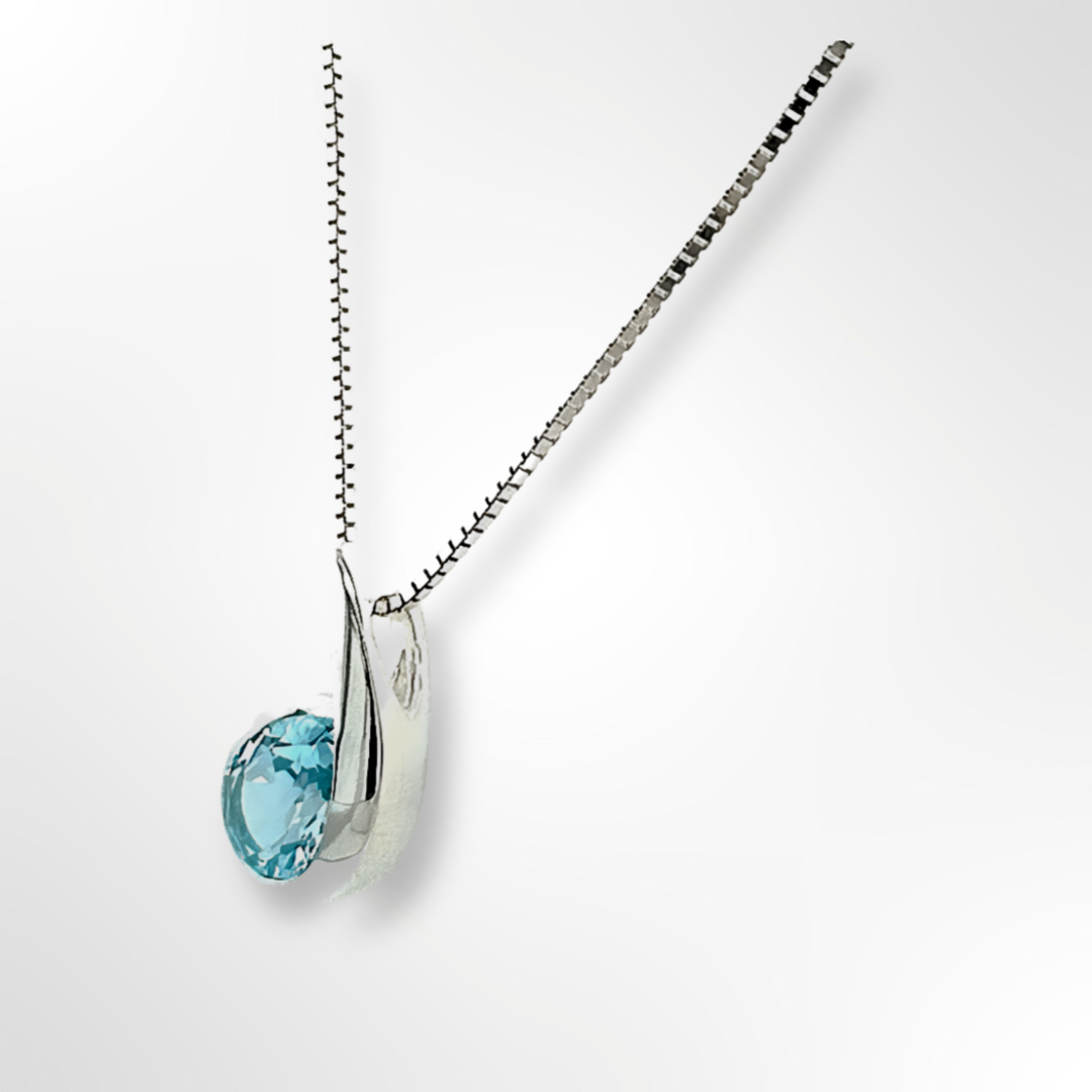 Silver Perrie Blue Topaz Pendant & Chain