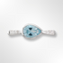Silver Pear Shaped Blue Topaz and CZ Ring