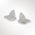 Butterfly-shaped silver earrings with intricate designs on a white background