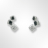 Silver Cubic Zirconia and 3 Offset Squares Stud Earrings