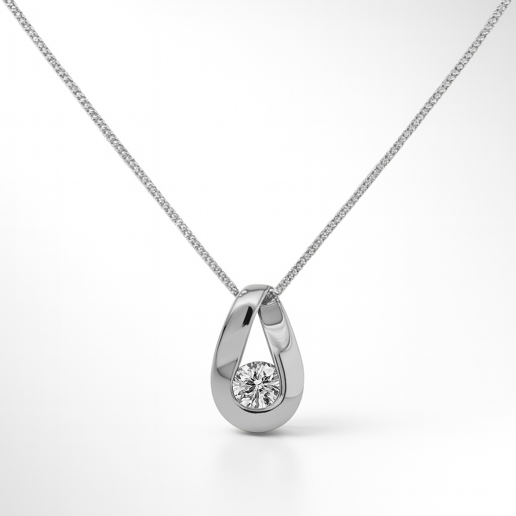 Silver Loop cz Pendant on a white background