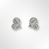 Silver Satin Concave Ovals & CZ Stud Earrings