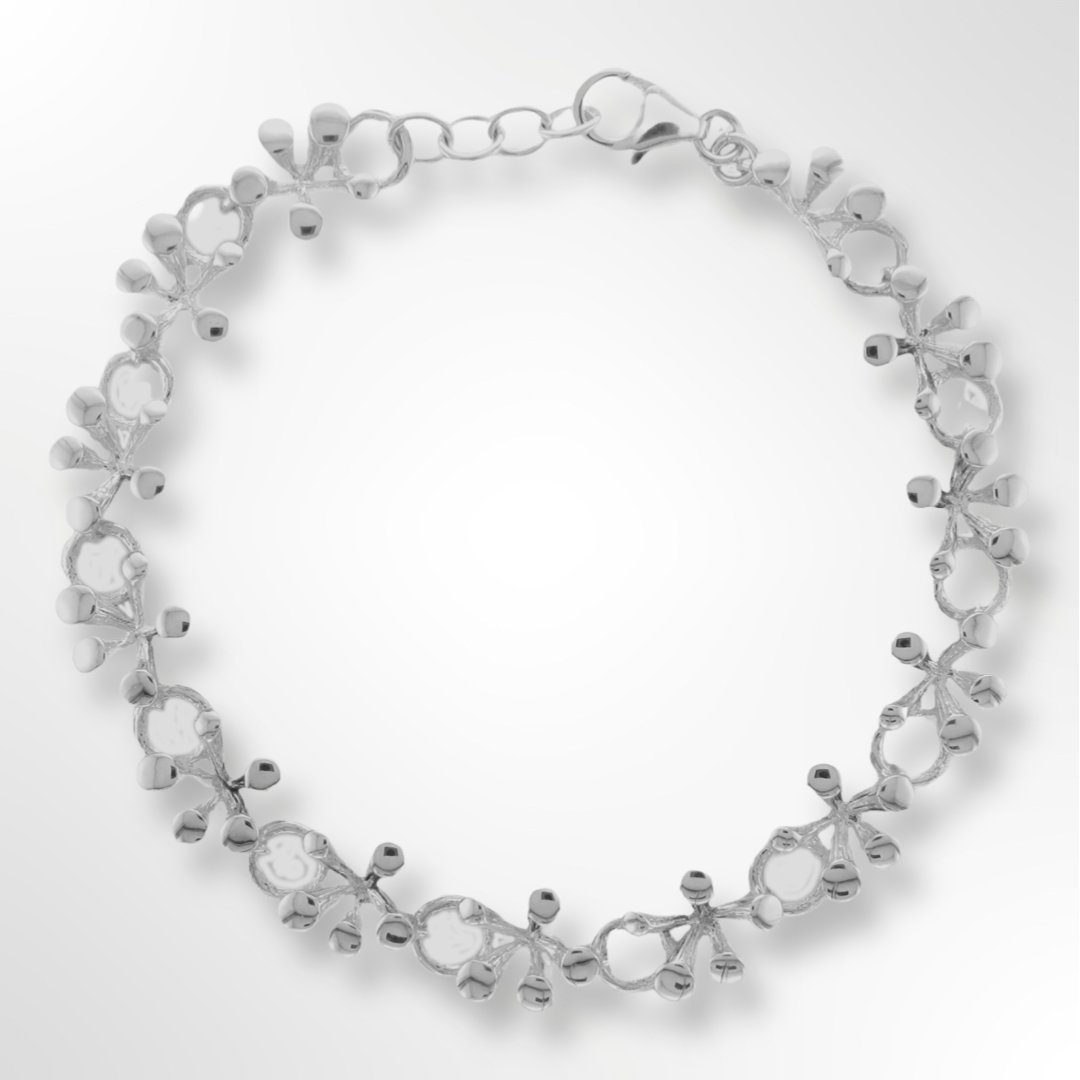 Silver Emerging Shoot and Ring Link Bracelet