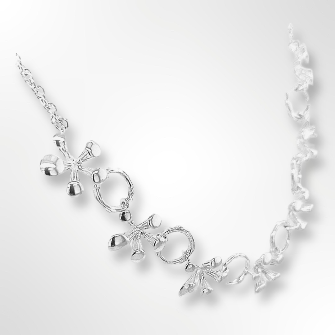 Silver Emerging Shoot and Ring Link Chain Necklace