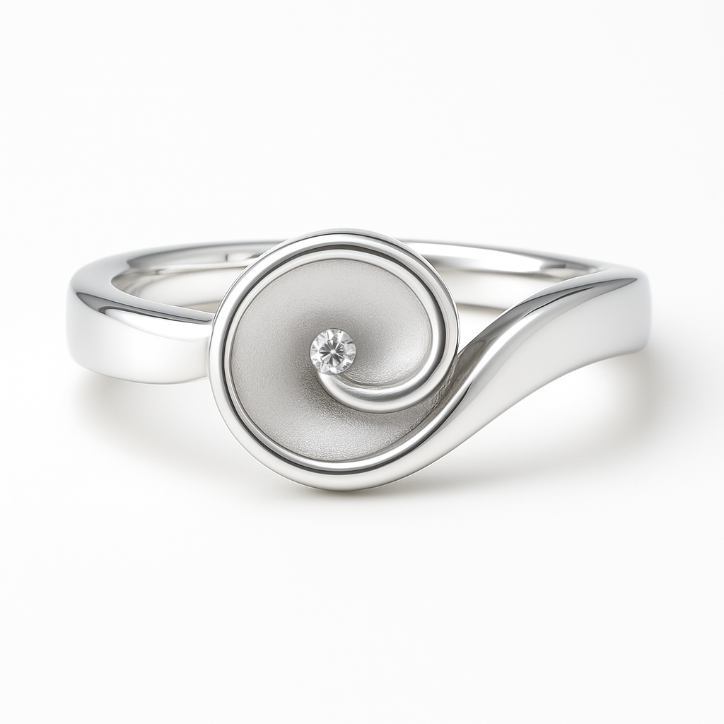 Silver Ring with Round Detail on a white background