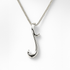 Silver necklace with a curl shape pendant on a white background