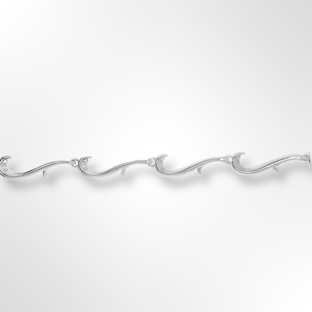 Silver Polished Tendril Link Necklace