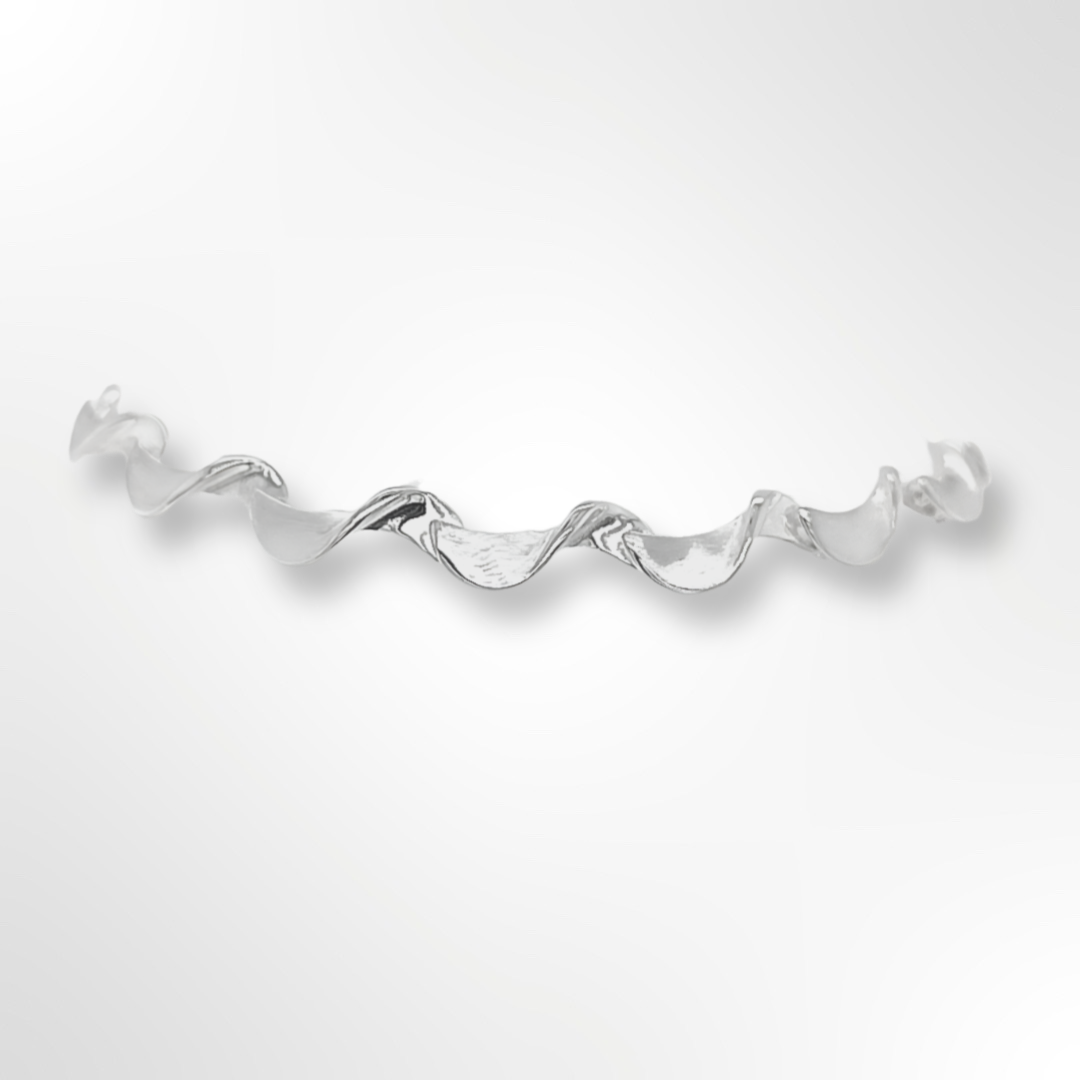 Silver Satin/Polished Wave Bracelet