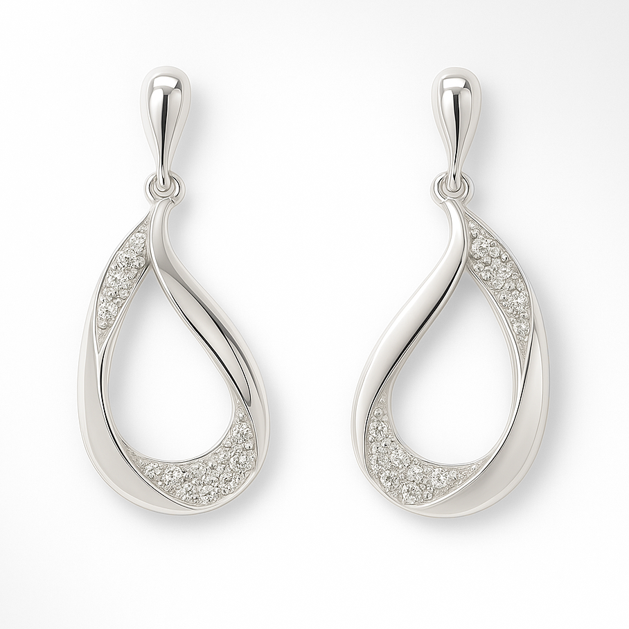 Silver Norma CZ Drop Earrings