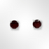 Silver Round Garnet 4 Claws Set Stud Earrings